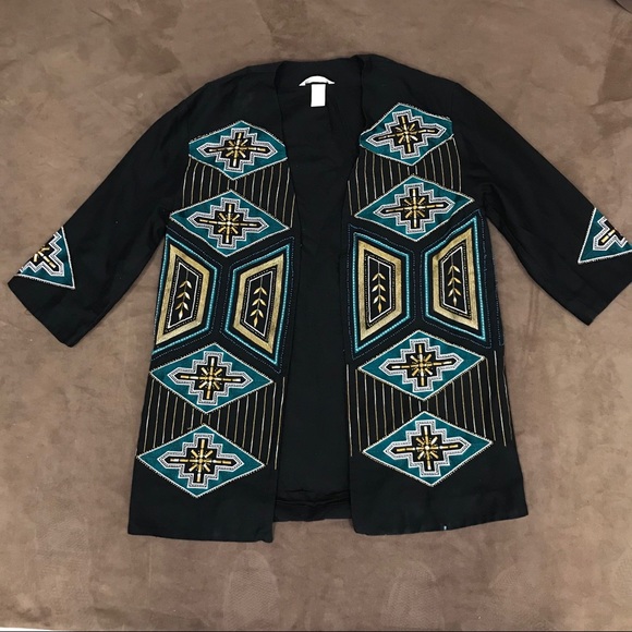 H&M Uniquely Embellished Tribal Embroidered Blazer - Picture 4 of 16